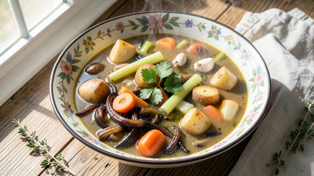 Amy's French Country Vegetable Soup Copycat Recipe: Herbed Gruyère Clouds Over Caramelized Veggies