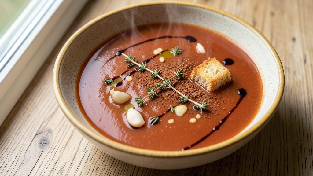Ball Canned Tomato Soup Recipe: Smoky Garlic Swirl With Crispy Herb Topping