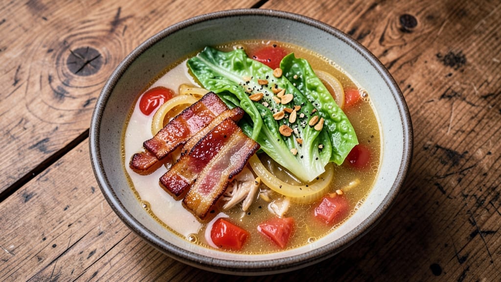B.L.T. Soup Recipe: Smoky Bacon, Crispy Tortilla Toppers