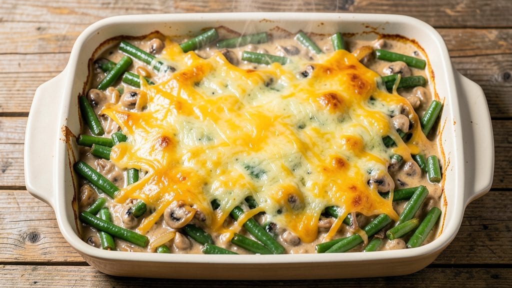 Campbell's Cream of Mushroom Soup Green Bean Casserole Recipe: Cheesy Crunch Top That Stands Up to Spoons