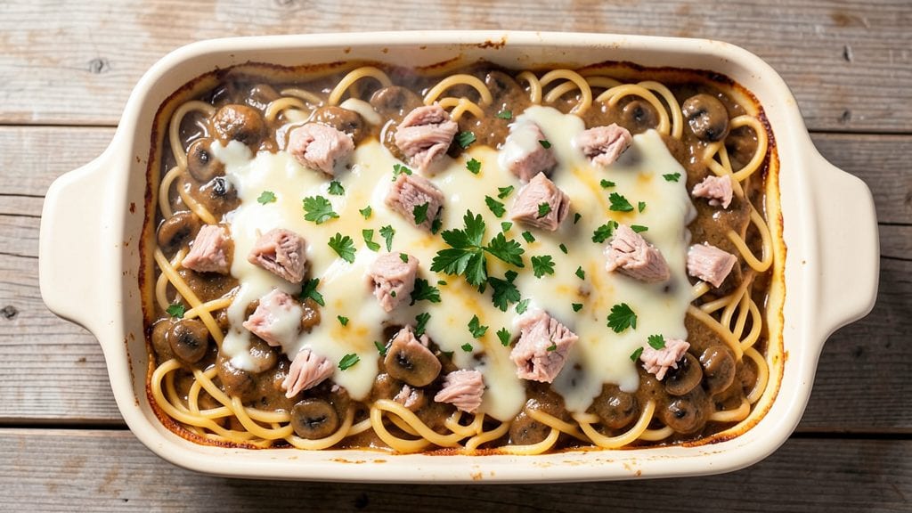 Campbell's Mushroom Soup Tuna Noodle Casserole Recipe: Nostalgic Baked Cheese Crunch in One Pot