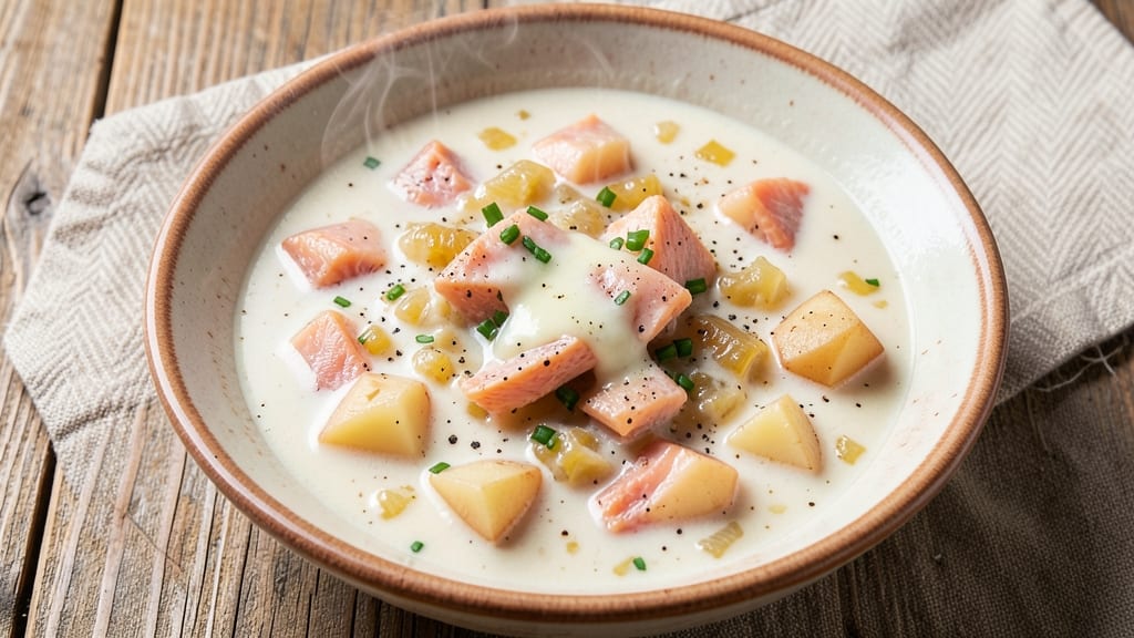 Canned Salmon Chowder Soup Recipe: Flaky Fish and Gruyère Clouds in One Pot