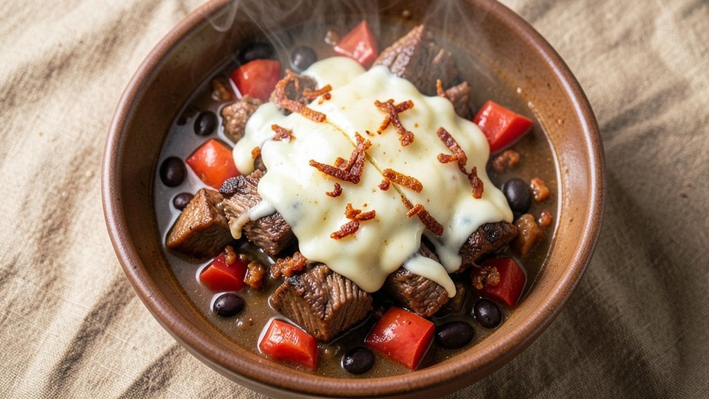Copycat Dixie Stampede Soup Recipe: Gruyère Clouds Over Smoky Black Bean Bliss