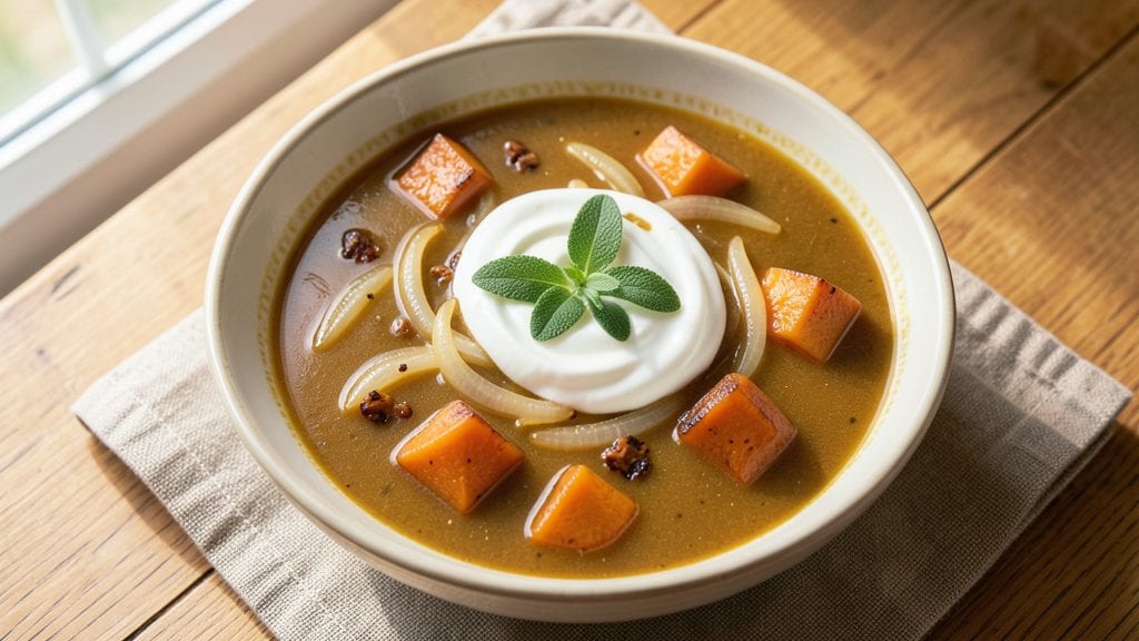 Copycat Panera Autumn Squash Soup Recipe: Roasted Squash and Sage Swirl With Gruyère Clouds