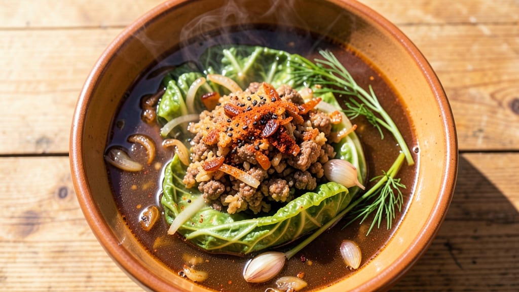 Hungarian Stuffed Cabbage Soup Recipe: Paprika-Spiced Meat and Cabbage Harmony