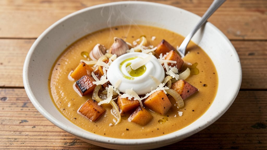 Panera Bread Squash Soup Copycat Recipe: Roasted Squash and Gruyère Velvety Swirl