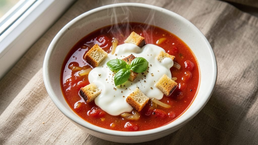 Panera Bread Tomato Soup Copycat Recipe: Silky Smooth With Gruyère Clouds