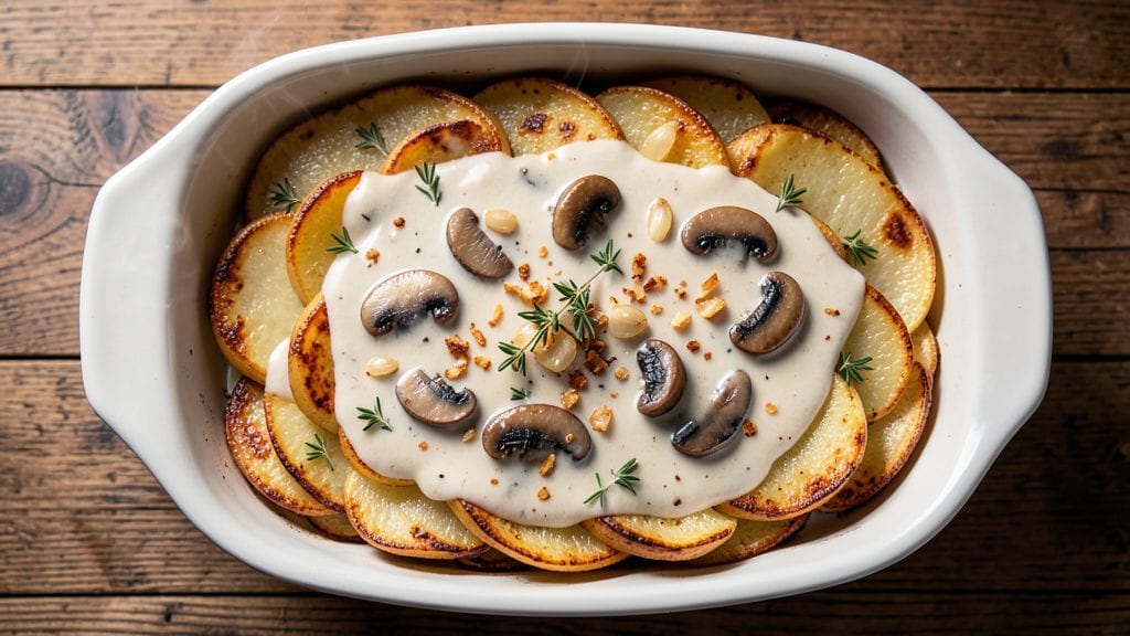 Recipe for Scalloped Potatoes with Mushroom Soup: Crispy Layers and Earthy Umami Harmony