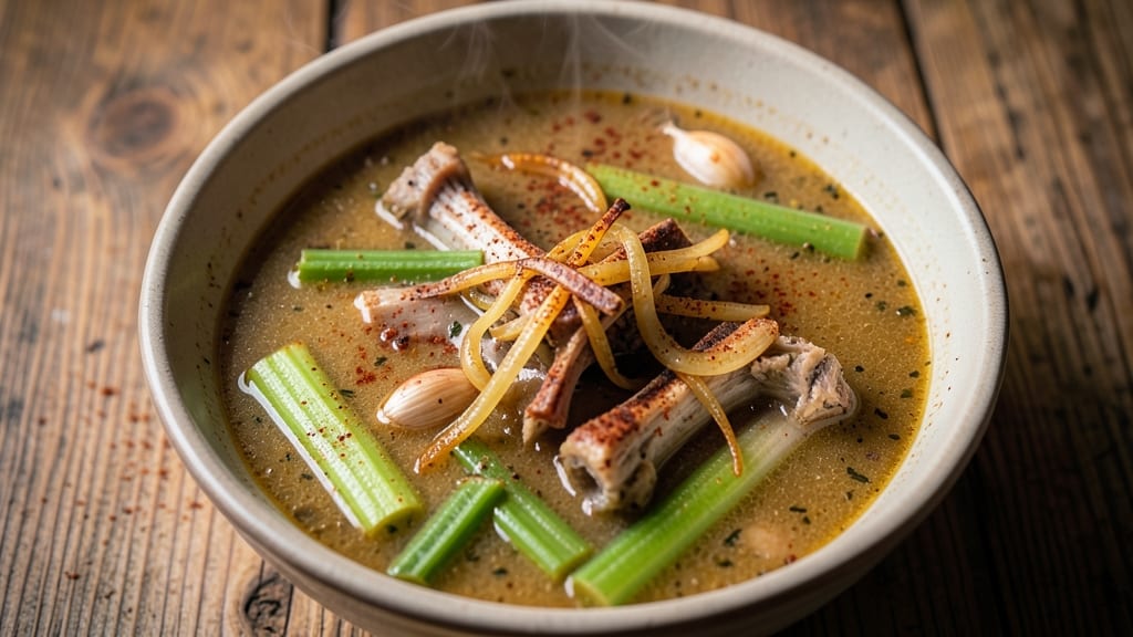 Soul Food Neck Bone Soup Recipe: Smoky Collagen-Rich Broth with Crunchy Celery Topping
