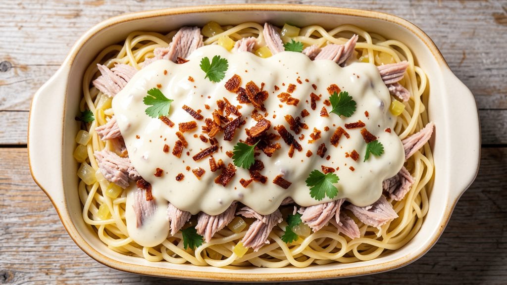 Tuna Casserole No-Soup Recipe: Crispy Top, Creamy Layers, Pantry-Friendly